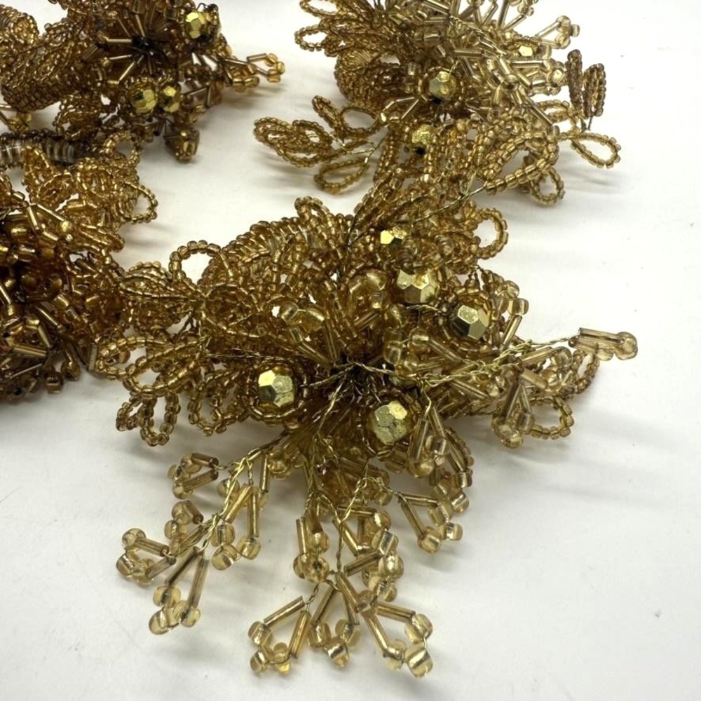 Lenox Holiday Noel Napkin Rings Set of 6 Gold Beaded Floral 7170-GLD Table Decor - Picture 3 of 4